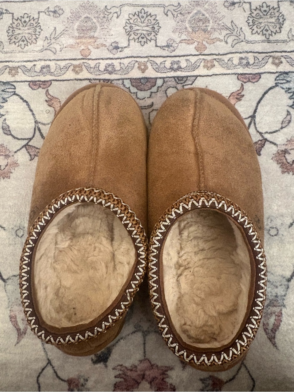 UGG Chestnut Shearling-Lined Cozy Slip-On Slippers